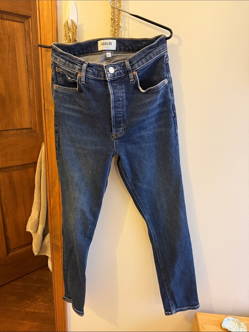 Agolde Dark Indigo High-Rise Slim Jeans